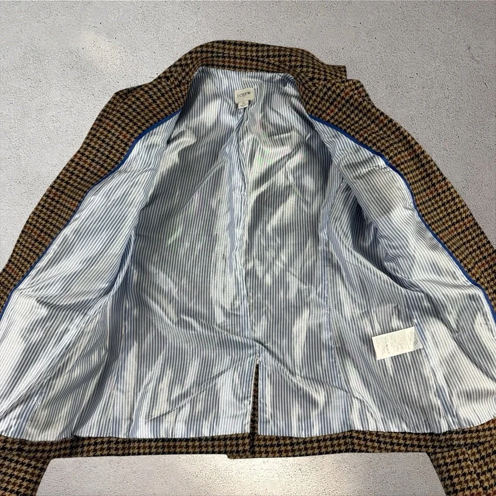 J.Crew Schoolboy Brown Houndstooth Wool Blend‎ Blazer Jacket BA906 Size 4